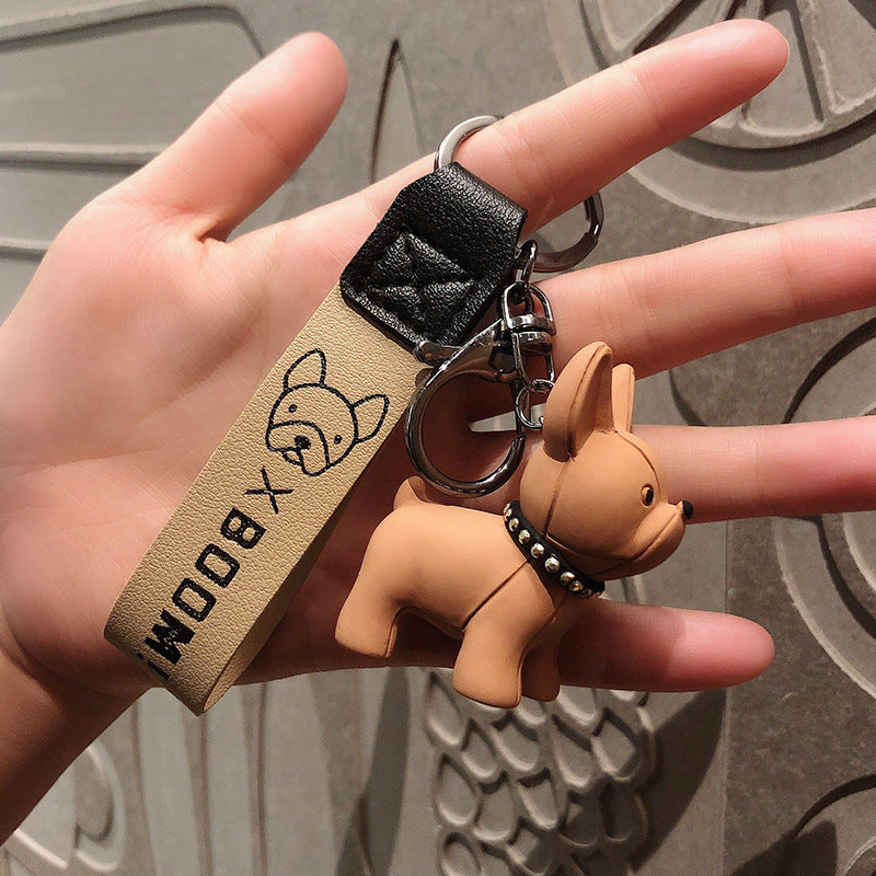 Wholesale French Doll Resin Leather Rope Keychain